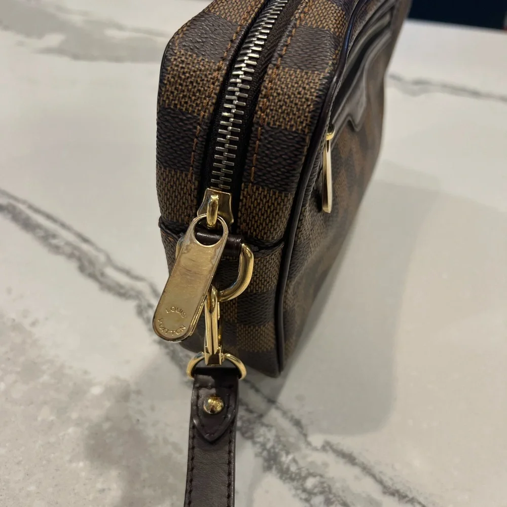 Louis Vuitton Damier Ebene Macao Wristlet Clutch Bag